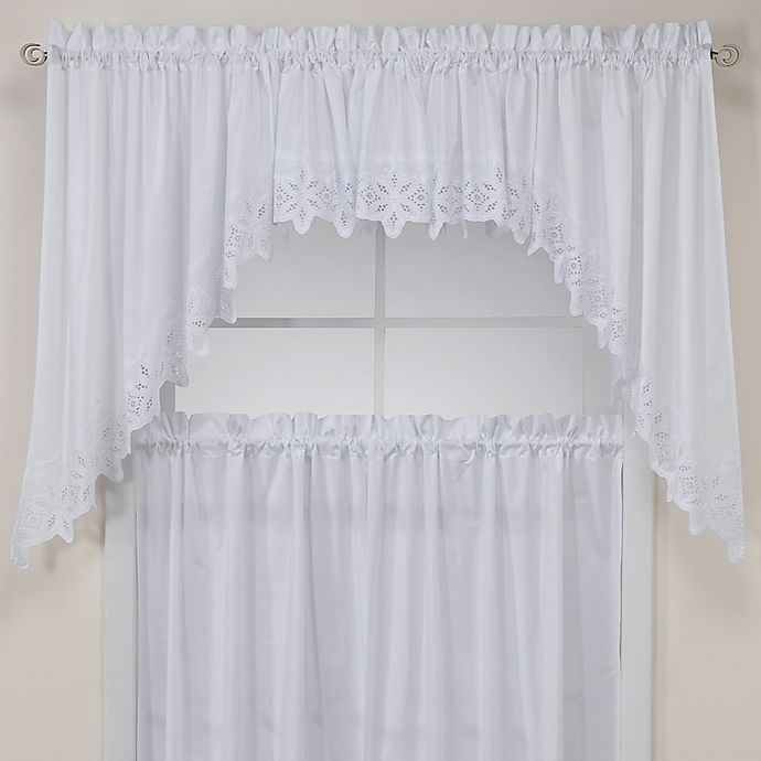 Kaitlyn Kitchen Window Curtain Valance in White