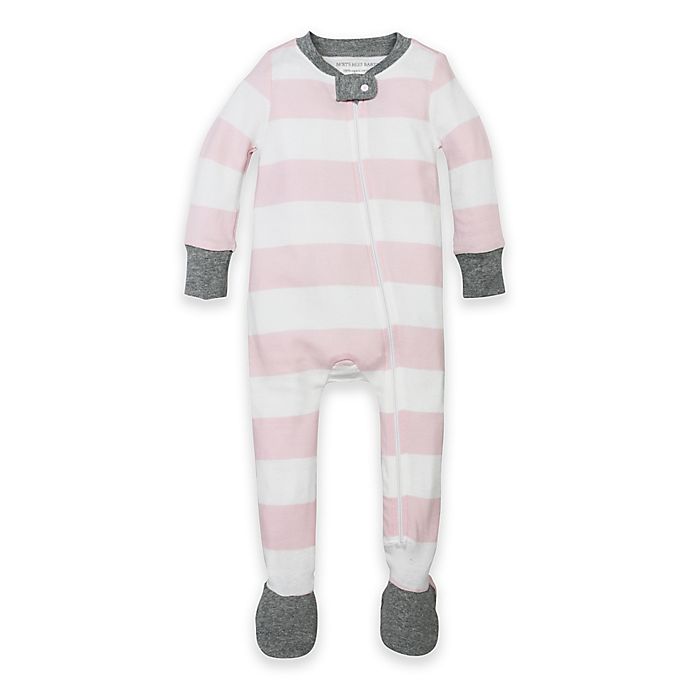 Burt's Bees Baby® Size 12M Organic Cotton Rugby Stripe Footed Pajama in Pink
