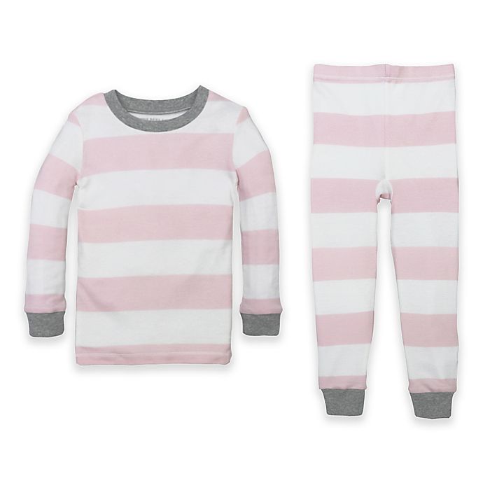 Burt's Bees Baby® Organic Cotton Rugby Stripe PJ Set in Pink