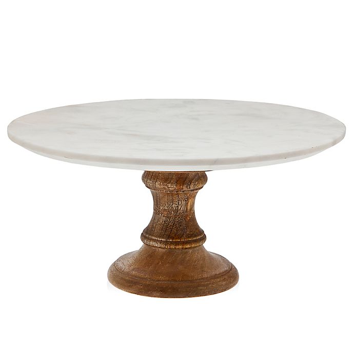 Godinger Wood Cake Stand with Marble Top