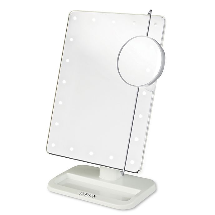 Jerdon® 1x/10x Portable LED Tabletop Mirror in White