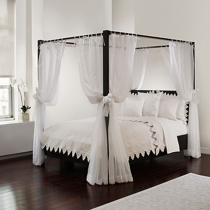 Royale Home Tie Sheer Bed Canopy Curtains White 8 Pack, How To Adjust Net Curtains