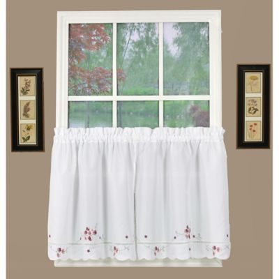 Buy Christine 36Inch Kitchen Window Curtain Tier Pair in White/Rose from Bed Bath  Beyond