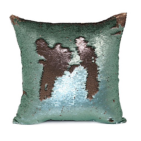 Buy Mermaid Sequin Throw Pillow in Green/Rose Gold from Bed Bath & Beyond