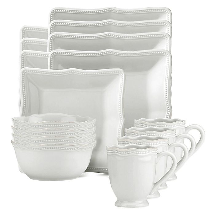Lenox® French Perle Bead Square 16-Piece Dinnerware Set in White