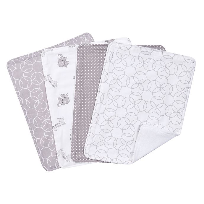 Trend Lab® 4-Pack Burp Cloth Set in Grey/White