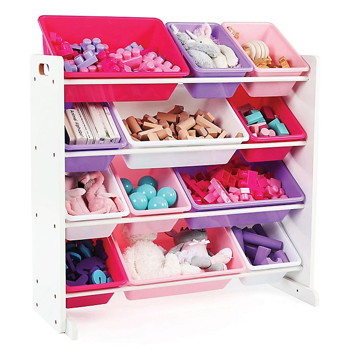 Pink Unicorn Born to Sparkle 2 Tier 4 Drawer Canvas Chest Storage Toy Organiser 