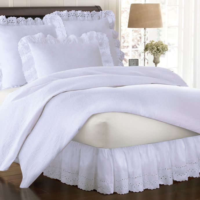 Ruffled Eyelet Bed Skirt Twin Full Size Elastic Bedroom Decor 15-18 Drop White 