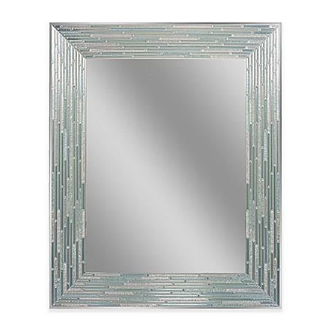 image of Reeded Sea Glass 24-Inch x 30-Inch Frameless Mirror