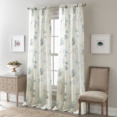 Zen Floral Rod Pocket Semi-Sheer Window Curtain Panel - Bed Bath & Beyond