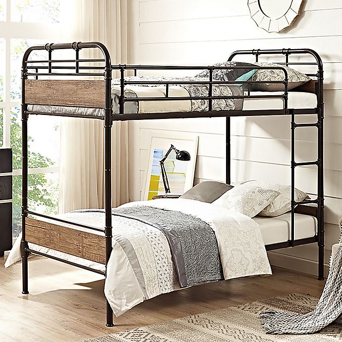 Forest Gate Rustic Industrial Twin-Over-Twin Bunk Bed