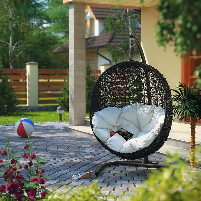 Modway Encase Patio Stand Alone Swing Chair In Espresso White Bed Bath Beyond - Modway Abate Rattan Outdoor Patio Swing Chair