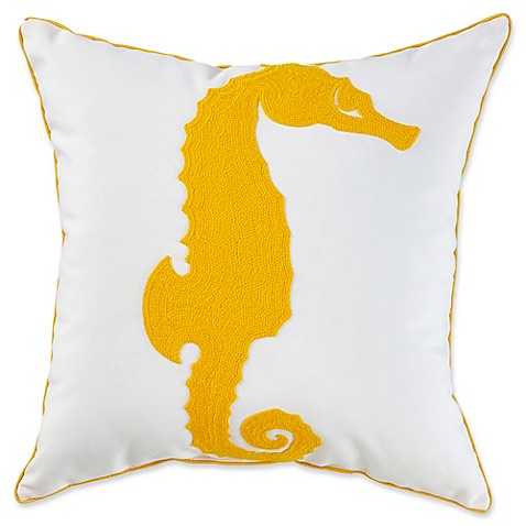 Seahorse Square Outdoor Throw Pillow in Yellow - Bed Bath & Beyond