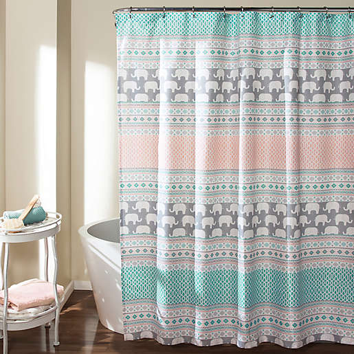 Elephant Stripe Shower Curtain In, Blue Elephant Shower Curtain