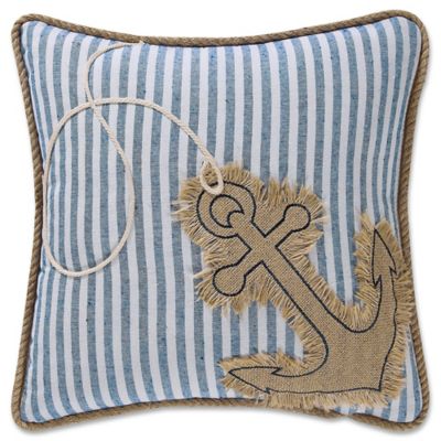 Coastal Living Anchor Square Throw Pillow in Denim/White - Bed Bath & Beyond