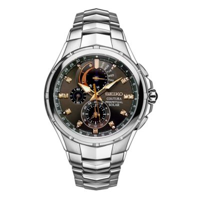Seiko Coutura Men's 44mm Chronograph Solar Diamond Watch in Stainless ...