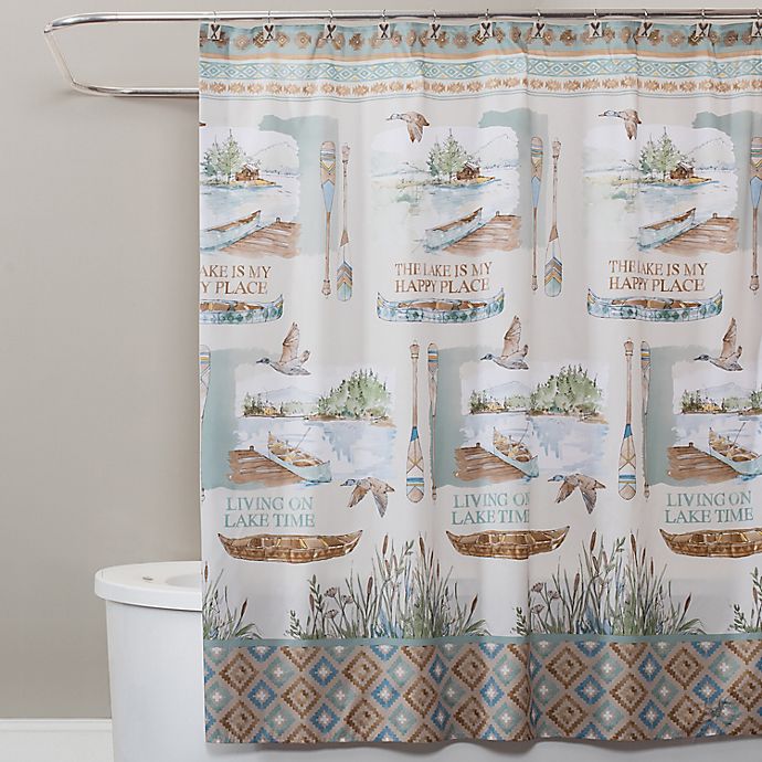 Lake House Fabric Shower Curtain Life Inspired Phrases Nautical Bathroom Decor 