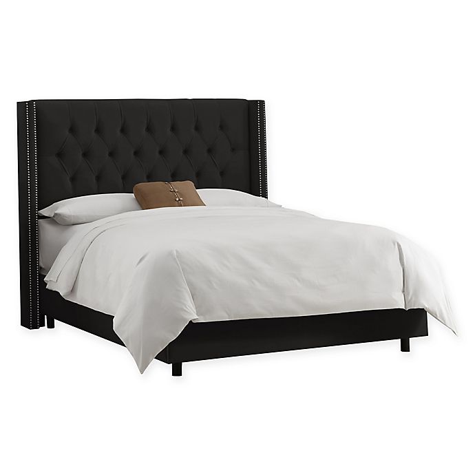 Drexel Button Tufted Upholstered King Bed in Black