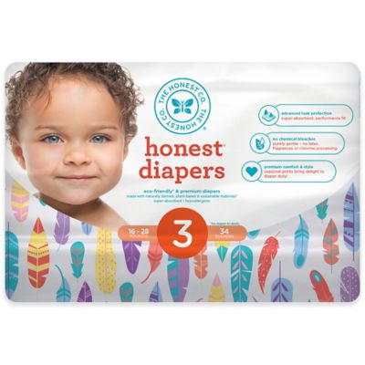 Buy Honest 34-Pack Size 3 Diapers in Painted Feathers Pattern from  Bed Bath & Beyond
