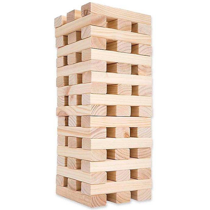 Hey! Play! 8-Inch Giant Wooden Blocks Tower Stacking Game