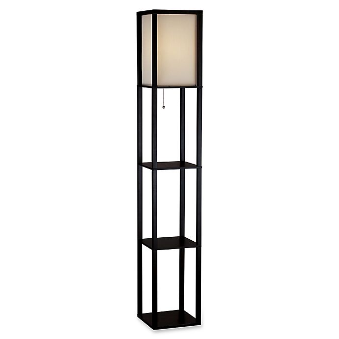 Adesso Wright Tall Floor Lamp In Black, Tall Floor Lamps With Shelves