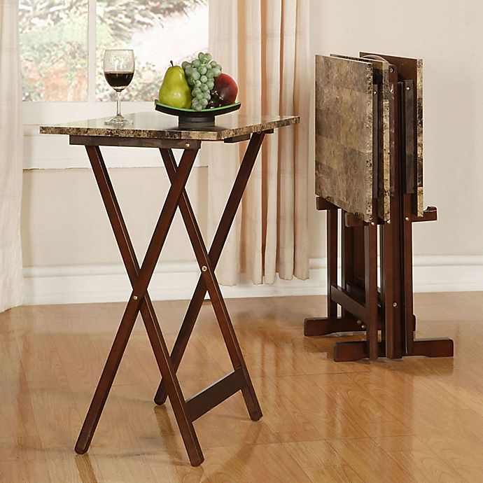 Tray Table Set in Marble Brown
