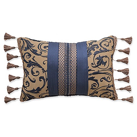 Croscill Julien Fashion Oblong Throw Pillow in Gold/Navy - Bed Bath & Beyond
