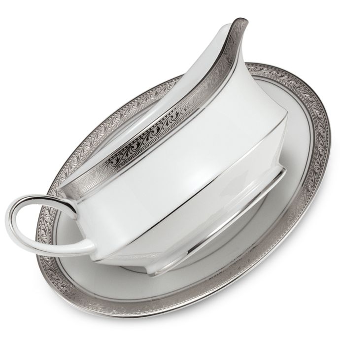 Noritake Crestwood Platinum Gravy Boat With Stand Bed Bath Beyond