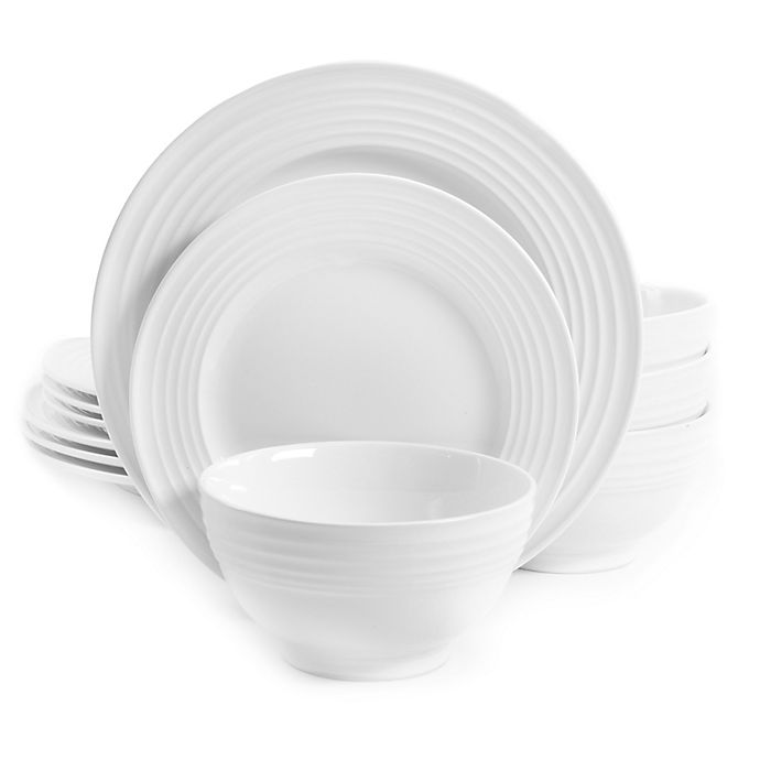 Gibson Home Plaza Café 12-Piece Dinnerware Set in White