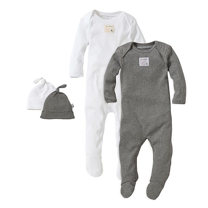 Burt's Bees Baby® 2-Pack Footie Pajama with Hat in Grey