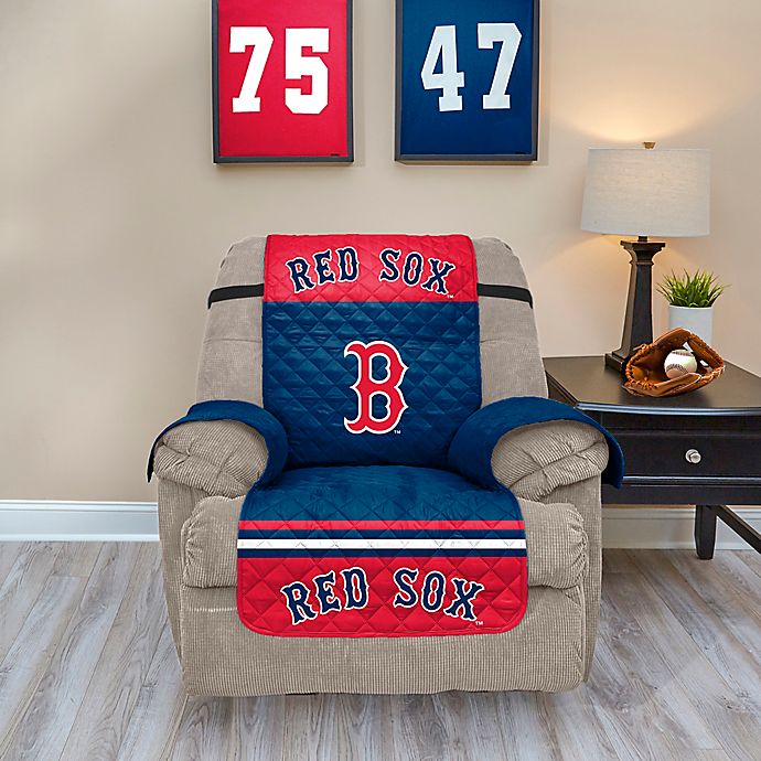 Sofa Cover Microfiber Boston Red Sox w/ Elastic Strap Furniture Stain Protection 
