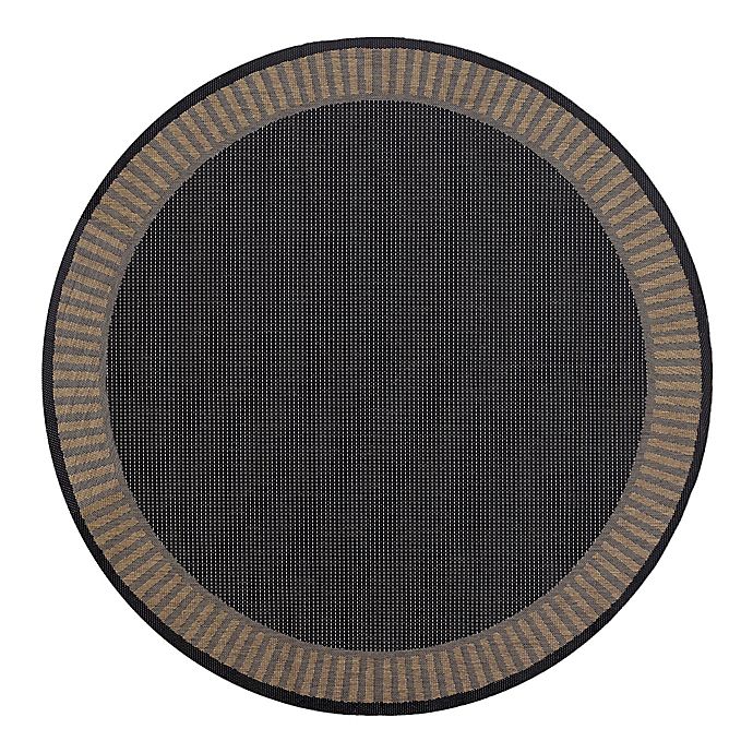 Couristan® Recife Wicker Stitch 7-Foot 6-Inch Round Indoor/Outdoor Area Rug in Black