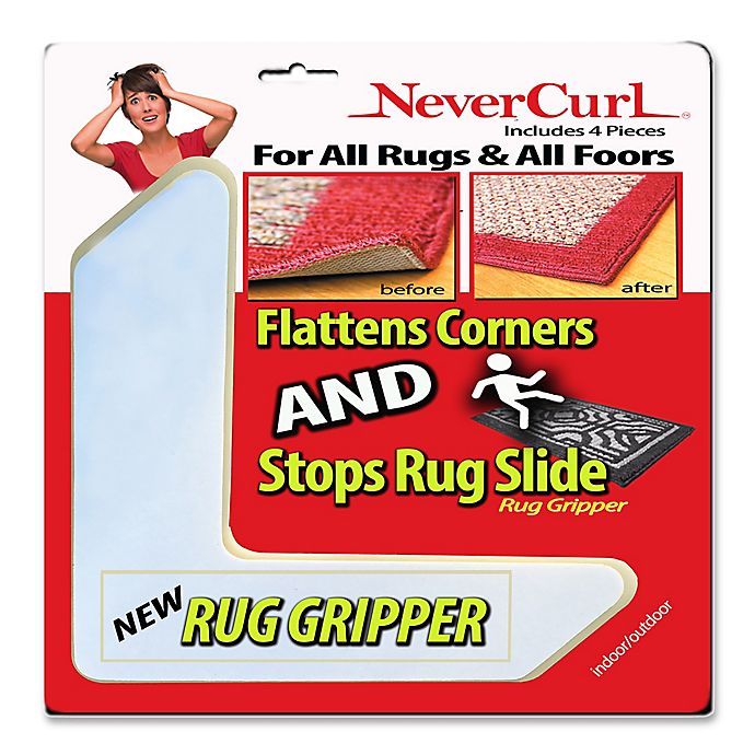 NeverCurl 4-Piece Anti-Curl Rug Corners with Gripper