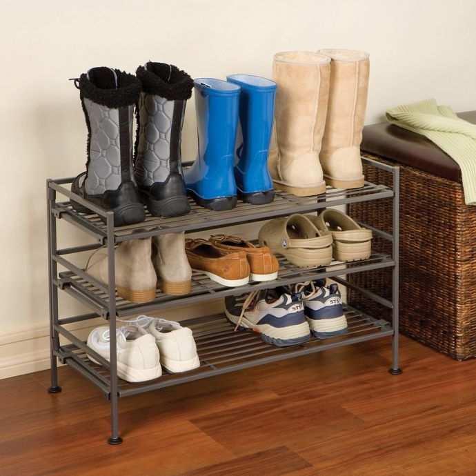 3 Tier Iron Stackable Shoe Rack Bed Bath Beyond