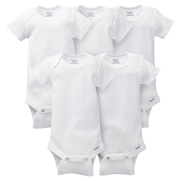 Princess GERBER Baby Girls' 4-Pack Short-Sleeve Bodysuit Colors White 