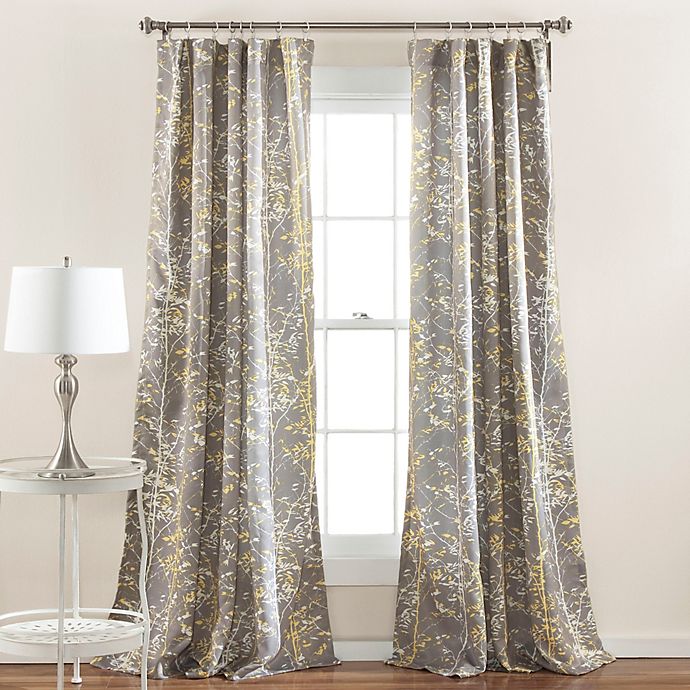 Lush Decor Forest 84-Inch Rod Pocket Room Darkening Curtain Panels in Grey/Yellow (Set of 2)
