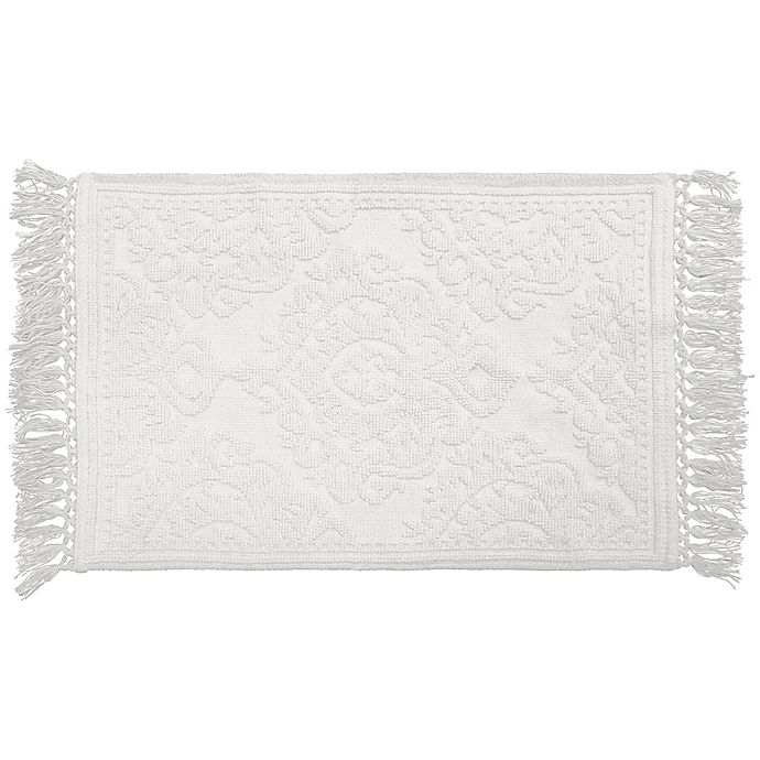 Ricardo Cotton Fringe 21-Inch x 34-Inch Bath Rug in White