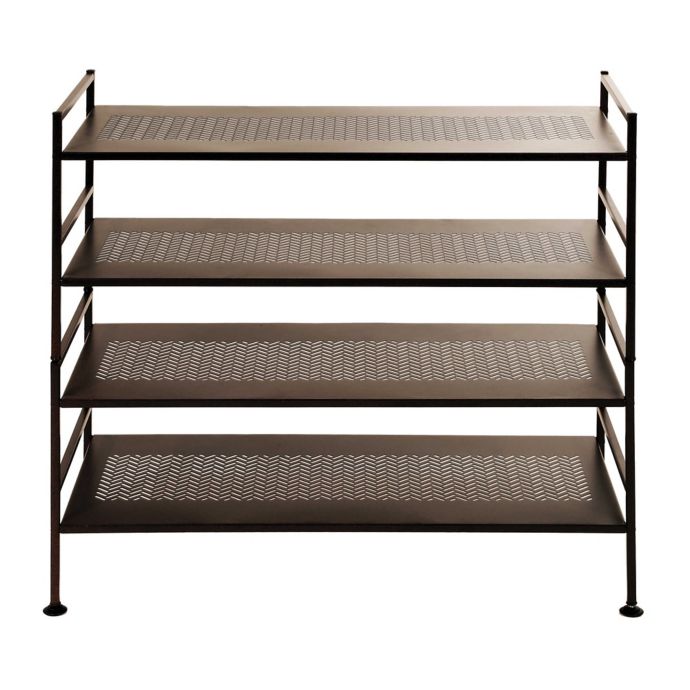 2 Tier Perforated Shoe Storage Rack In Bronze Bed Bath Beyond