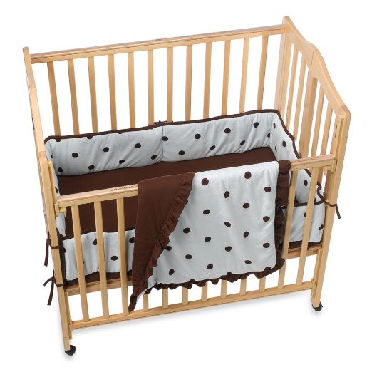 Tl Care Espresso Polka Dot 3 Piece Mini Crib Bedding Set Blue Bed Bath Beyond