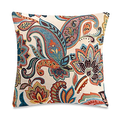 Make-Your-Own-Throw-Pillow Blakey Floral Throw Pillow Cover in Teal - Bed Bath & Beyond