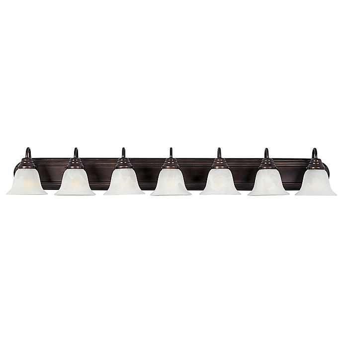 Maxim Lighting Essentials 7-Light Wall Mount Vanity Light in Oil Rubbed Bronze with Marble Shades