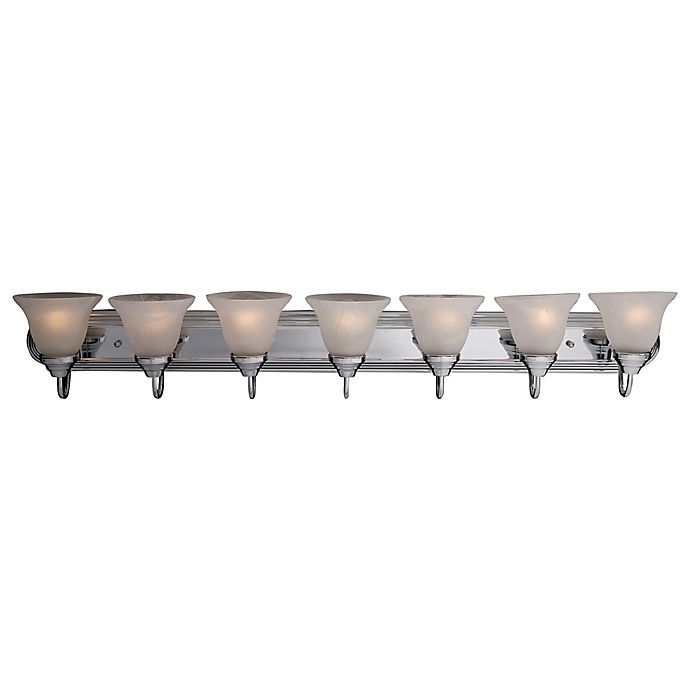 Maxim Lighting Essentials 7-Light Wall Mount Vanity Light in Polished Chrome with Marble Shades