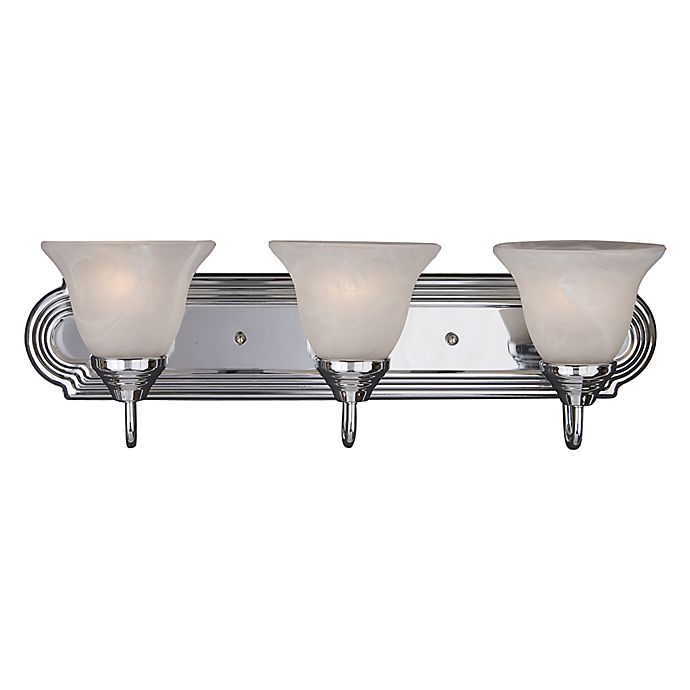 Maxim Lighting Essentials 3-Light Wall Mount Vanity Light in Polished Chrome with Marble Shades