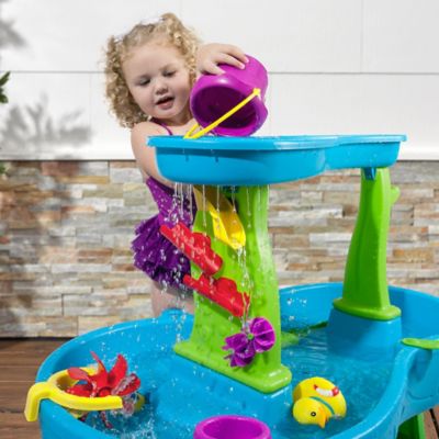 step2 rain showers splash pond water table kids playset with 13 piece accessory set