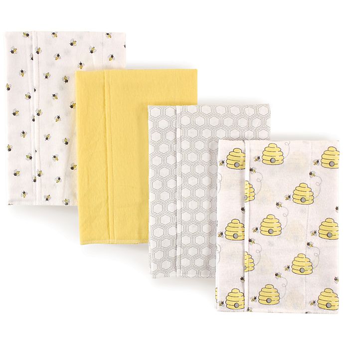 Hudson Baby 4-Pack Bees Burp Cloth Set in Yellow