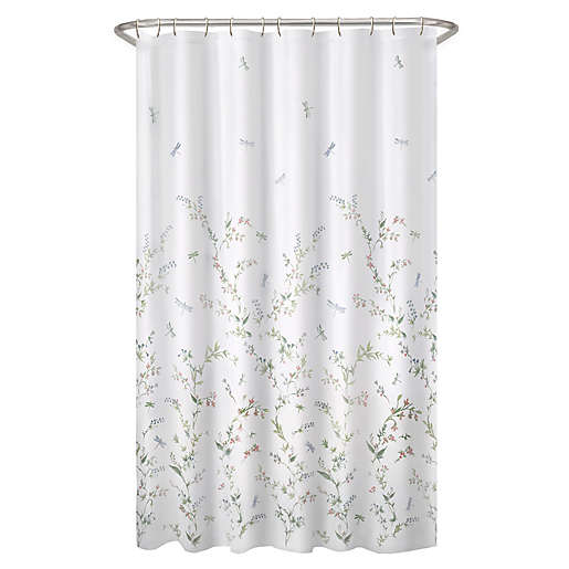 Dragonfly Garden Fabric Shower Curtain, See Through Fabric Shower Curtain