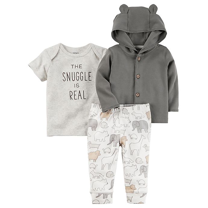 carter's® 3-Piece Babysoft Little Jacket, Shirt, and Pant Set in Grey