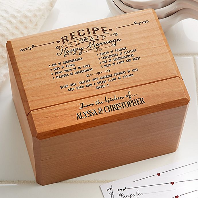 Recipe for a Happy Marriage Wooden Recipe Box