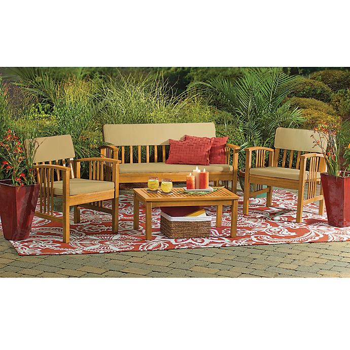 4-Piece Westerly Acacia Wood Deep Seating Chat Set