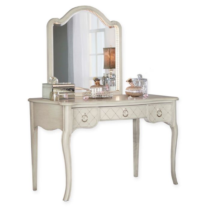 Hillsdale Kids And Teen Angela Writing Desk And Lighted Vanity Mirror Set In Opal Grey Bed Bath Beyond